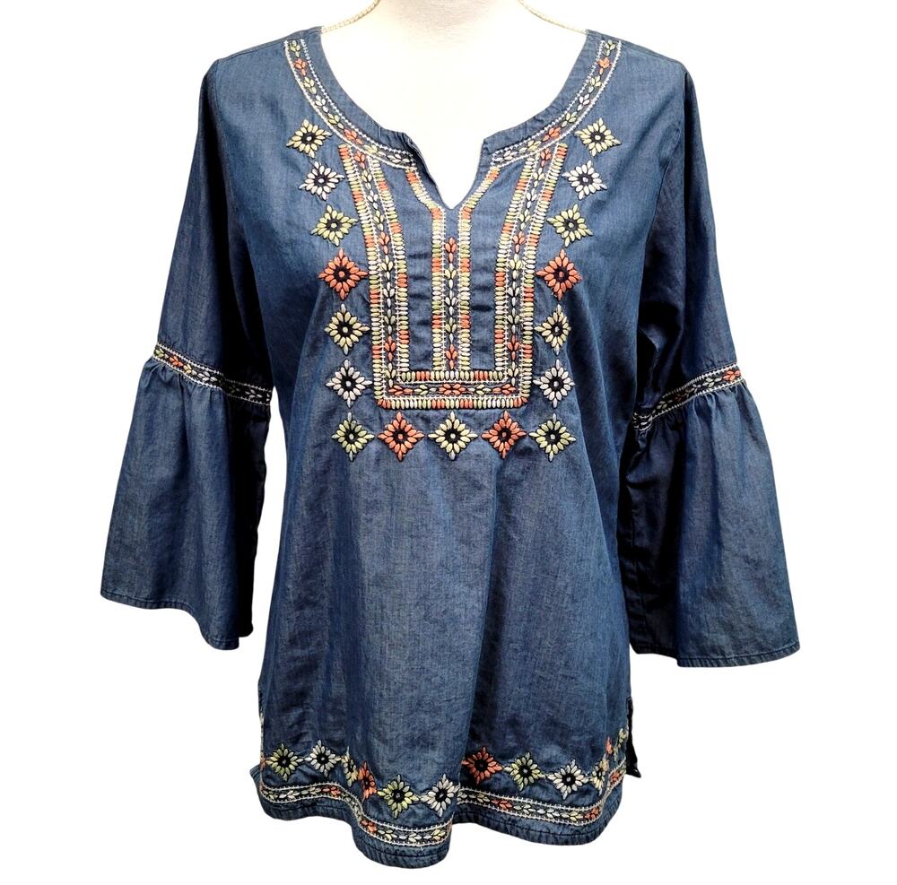 Parsley & Sage Tunic Top Medium Peasant Blouse
